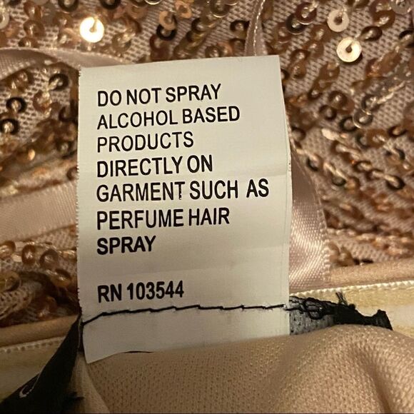 LA FEMME Strapless Rose Gold Sequin Sheath Dress - Picture 6 of 12